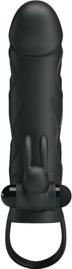 Pretty Love Vibrating Silicone Sleeve Black 14cm