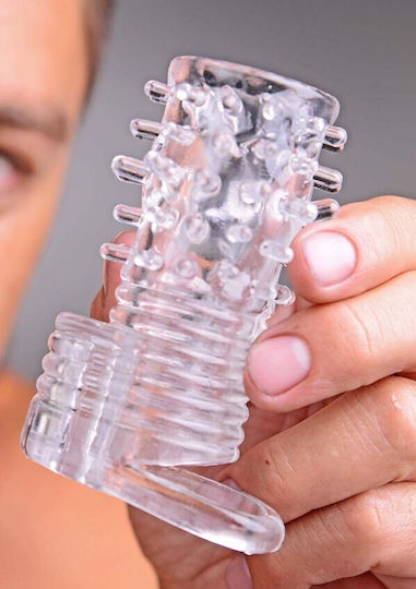XR Size Matters Empfindungen Vibrierende Texturierte Erektion Sleeve Penis-Verlängerung Transparent 9.5cm