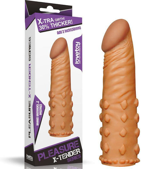 Lovetoy Pleasure X Tender Penis Sleeve Προέκταση Πέους Καφέ 18cm