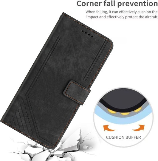 Brieftasche Leder / Silikon Schwarz (Honor X7c 4G)