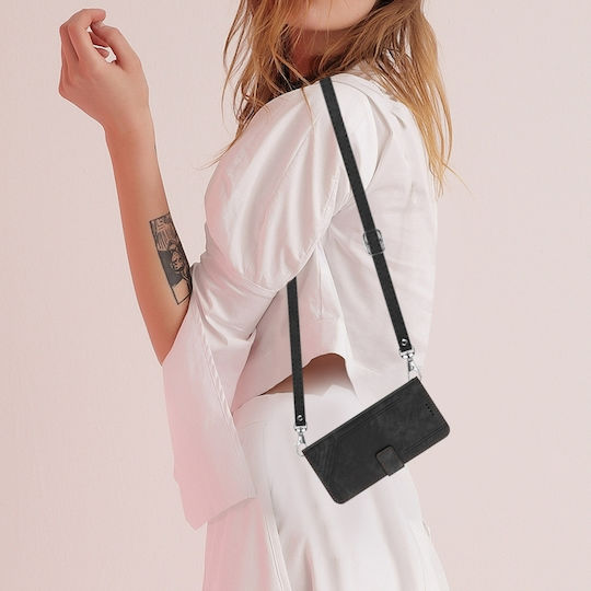 Brieftasche Leder / Silikon Schwarz (Honor X7c 4G)
