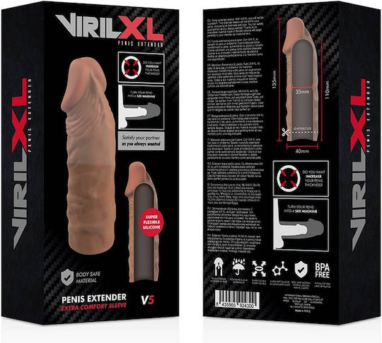Dream Love VirilXL Penis Extender Extra Comfort Sleeve V5 Penis Extension Brown 11cm