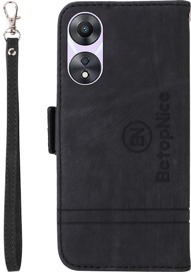 Doppelseitig Umschlag Rückseite Leder / Silikon Schwarz (Oppo A78 5G)