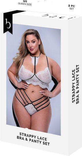 Baci Lingerie Sexy Σετ Εσωρούχων με Δαντέλα Λευκό Plus Size 2τμχ