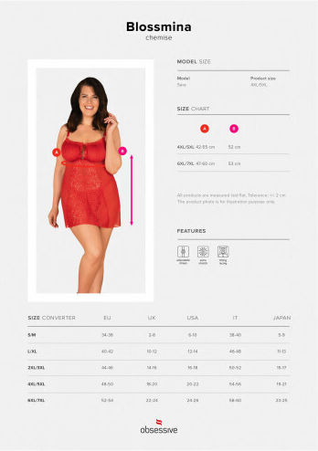 Obsessive Blossmina Sexy Σετ με Ρόμπα Chemise & Thong Red