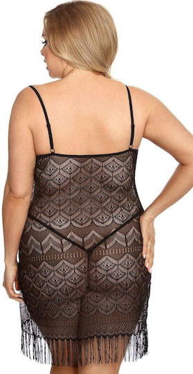 Anais Apparel Geali Plus Size Babydoll Halat Sexy Black