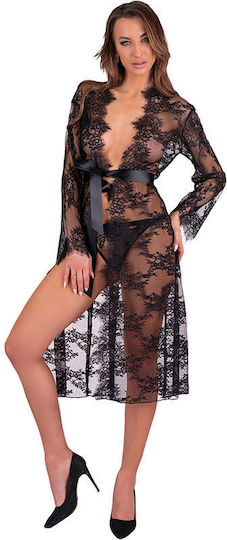 Livia Corsetti Mostina Sexy Ρόμπα με Δαντέλα & Διαφάνεια Black