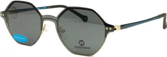 Eyecroxx 591 C1 Clip-On Damen Metallbrille Polygon Schwarz-Gold
