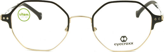 Eyecroxx 591 C1 Clip-On Damen Metallbrille Polygon Schwarz-Gold