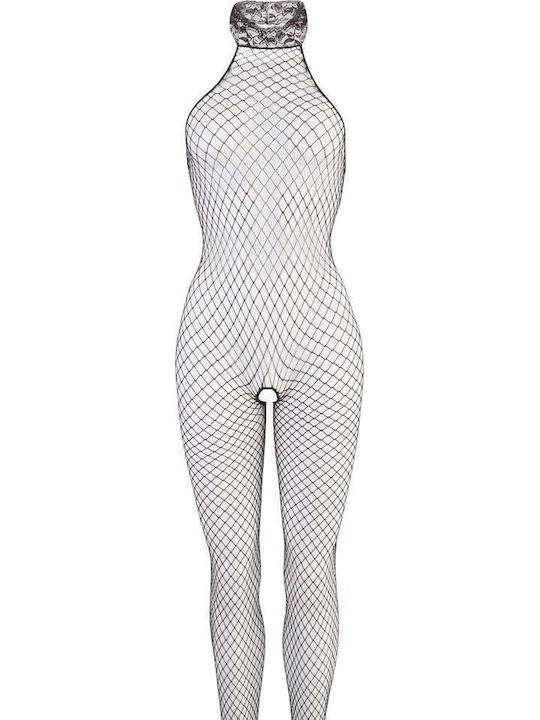 Mandy Mystery Catsuit Plasă Bodystocking Sexy Fără Chilot Negru