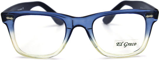 El Greco 1041 C8 Prescription Eyeglass Frames Blue