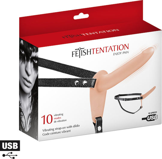 Fetish Tentation Fetish Tentation Harness with Dildo 15.5cm and Vibration in skin color