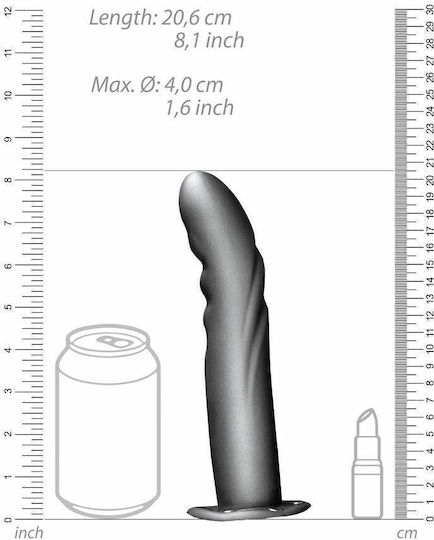 Shots Ouch Curved Hollow Harness with Dildo 20.6cm in Black Color