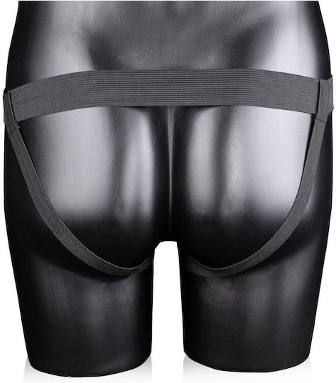 Shots Ouch Curved Hollow Harness with Dildo 20.6cm in Black Color
