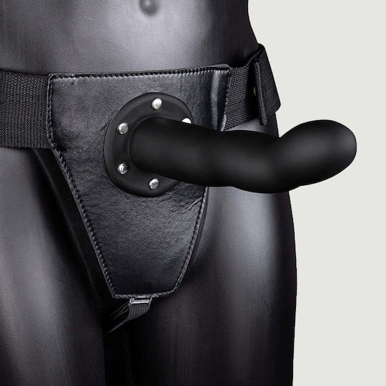 Shots Ouch Curved Hollow Harness with Dildo 20.6cm in Black Color