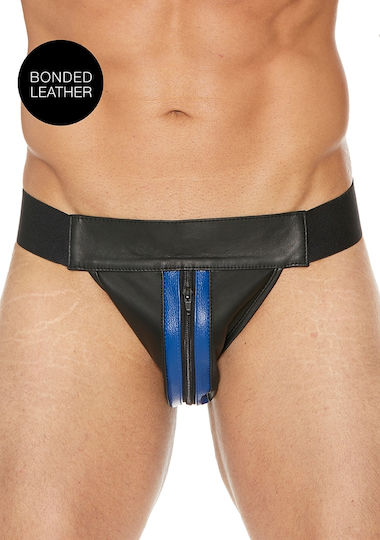 Shots Ouch! Striped Front with Zip Jock Blue