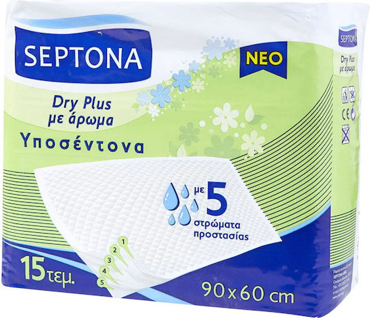 Septona Dry Plus Υποσέντονα Ακράτειας με Άρωμα & 5 Στρώματα Προστασίας 60x90cm 15τμχ