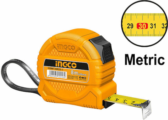 Ingco Tape Measure with Auto-Rewind 25mm x 8m