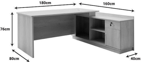 Birou Profesional Colțar Amazon Din Lemn Bej 180x160x76 cm