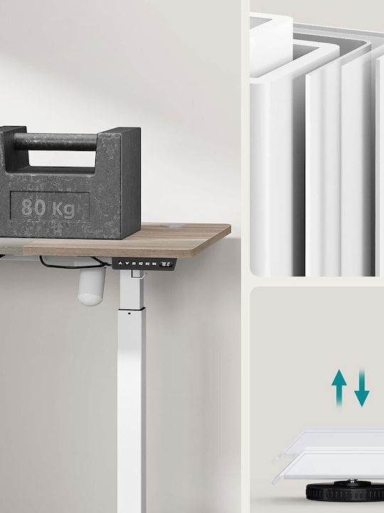 Electric Desk Wooden White with Metal Legs & Adjustable Height 140x60x72cm