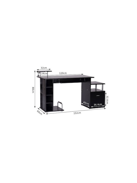 Computer Office Wooden Black 152x60x88cm