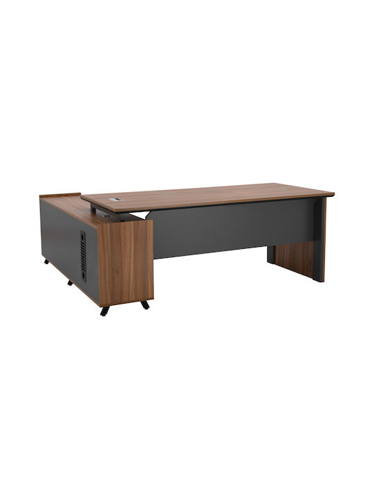 Corner Professional Office Supreme Wooden Brown 200x180x76cm
