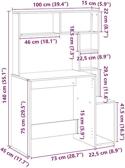 Birou De Calculatoare Din Lemn Maro 100x45x140cm