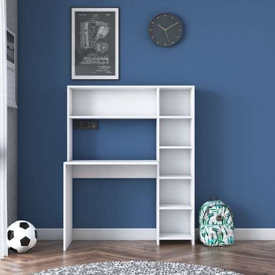 Schreibtisch Rani Holz mit Bücherregal White 113.2x40x141.8cm