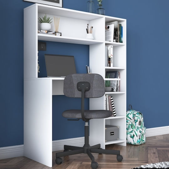 Schreibtisch Rani Holz mit Bücherregal White 113.2x40x141.8cm