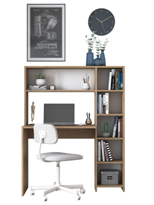 Desk Rani Wooden with Bookshelf Coffee 113.2x40x141.8cm