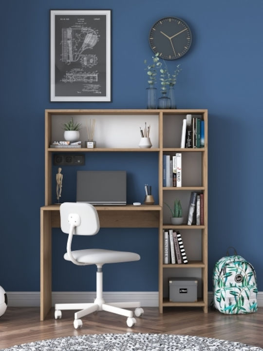 Desk Rani Wooden with Bookshelf Coffee 113.2x40x141.8cm