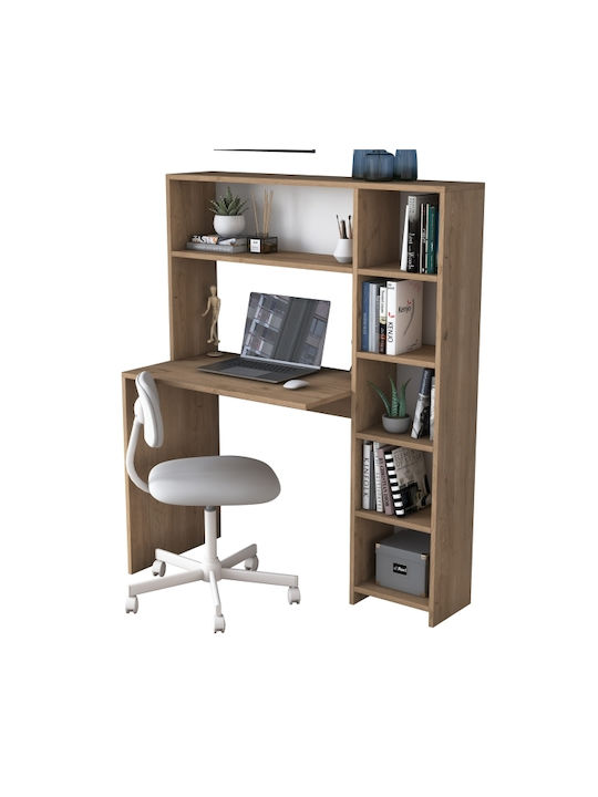 Desk Rani Wooden with Bookshelf Coffee 113.2x40x141.8cm