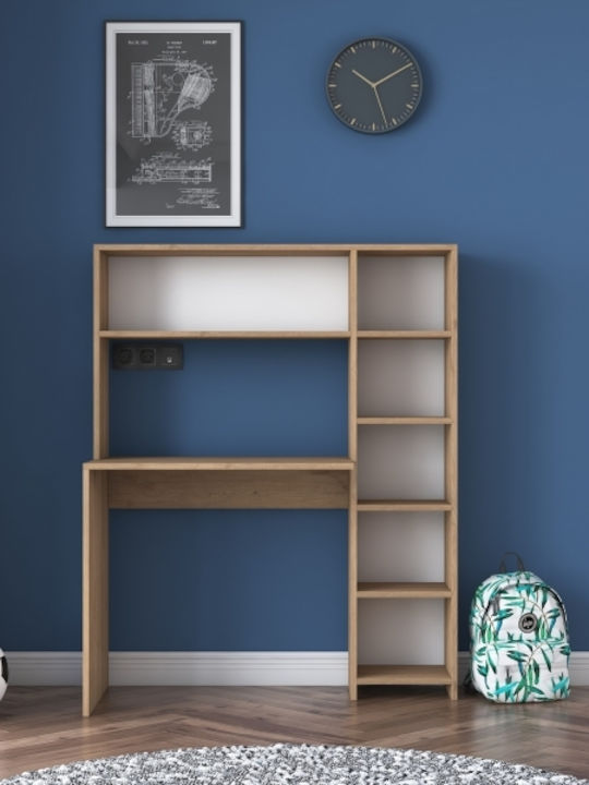 Desk Rani Wooden with Bookshelf Coffee 113.2x40x141.8cm