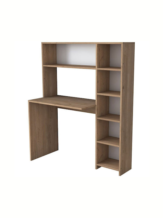 Desk Rani Wooden with Bookshelf Coffee 113.2x40x141.8cm