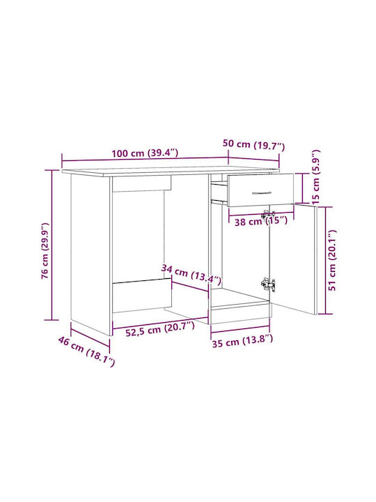 Schreibtisch Holz Coffee 100x50x76cm