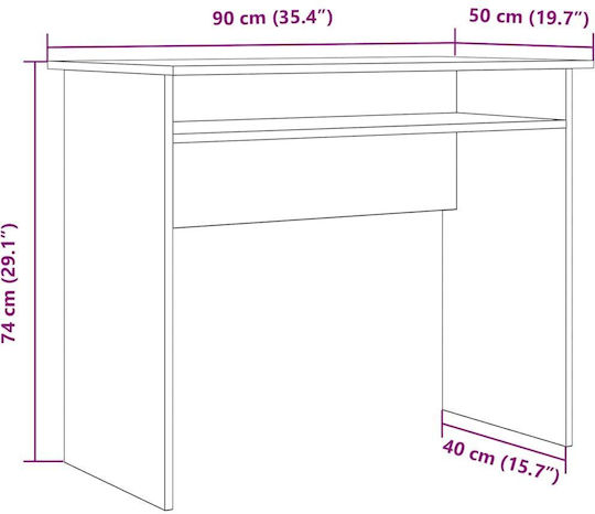 Дървено Бюро Кафяво 90x50x74см
