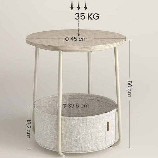 Round Metal Side Table Beige W45xL45xH50cm