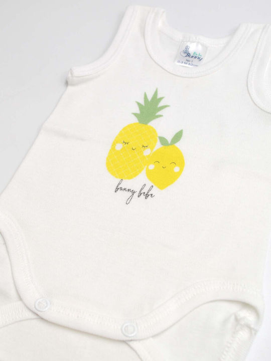 Bunny Bebe Baby Bodysuit Sleeveless White