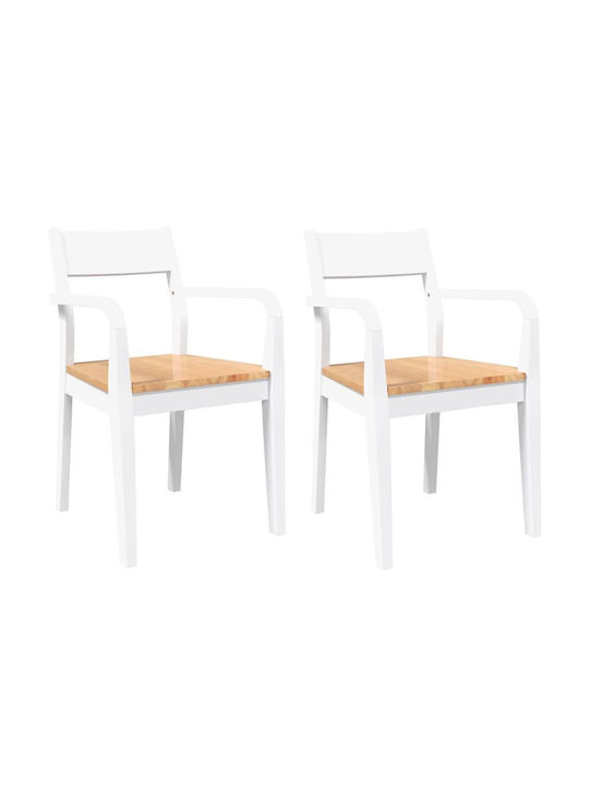 Dining Room Wooden Chair White 51x57x80.5cm 2pcs