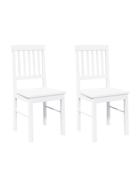 Dining Room Wooden Chair White 42.5x44.5x90cm 2pcs