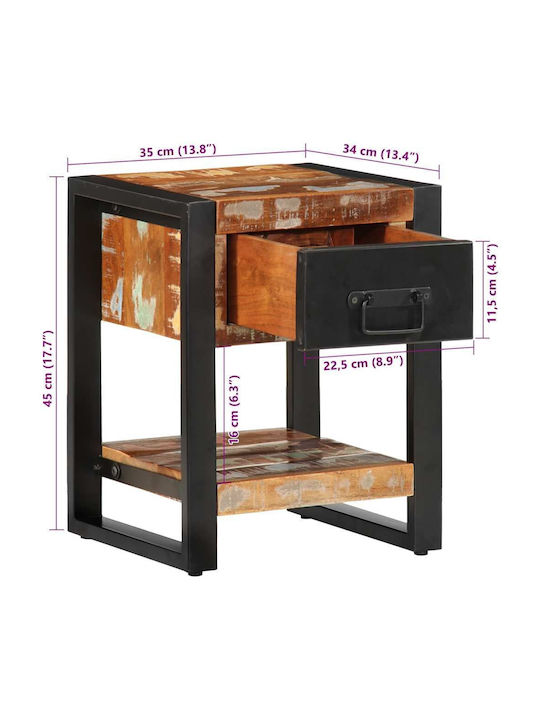 Noptiere din Lemn Masiv Mango 2buc 35x34x45cm