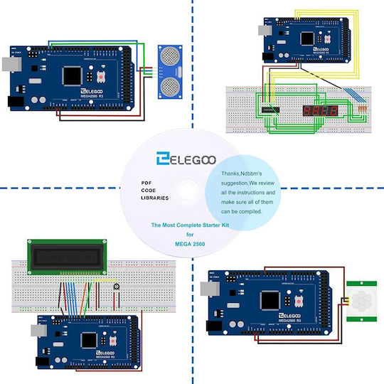 ELEGOO Mega2560 Starter Kit for Arduino Project, MEGA2560 R3 Microcontroller and Many Electronic Accessories