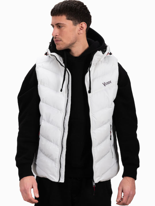 Ärmellos Jacke Puffer Winddicht White