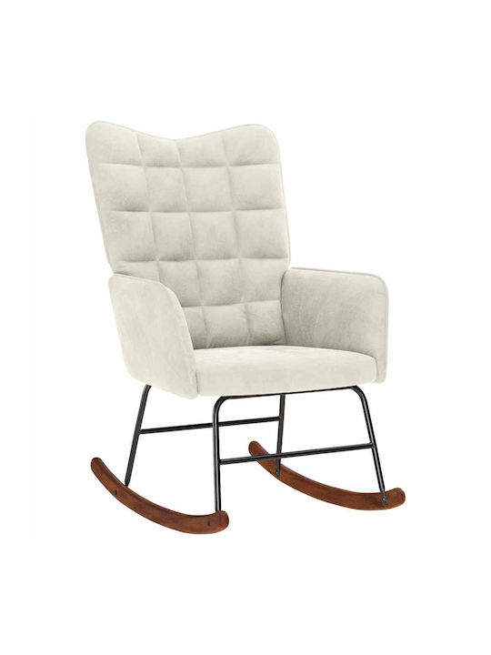 Πολυθρόνα Κουνιστή Βελούδινη Κρεμ 61x78x98cm