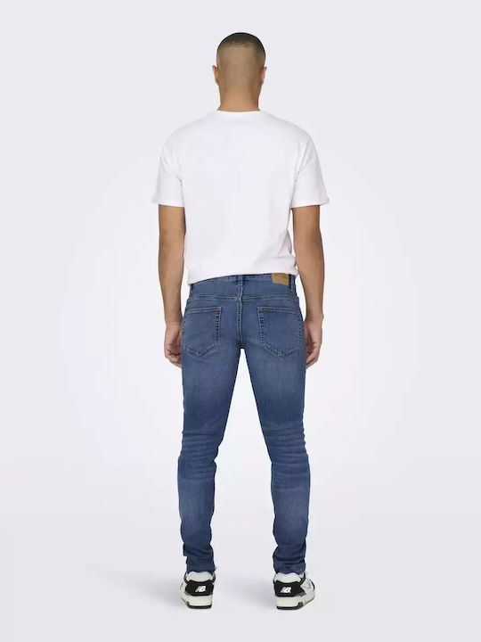Men's Slim Fit Elastic Jeans Pants Medium L.t Blue Denim