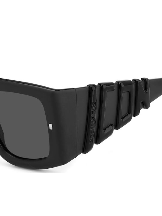 Dsquared2 Icon Unisex Γυαλιά Ηλίου με Μαύρο Κοκκάλινο Σκελετό και Μαύρο Φακό ICON 0024/S 003IR