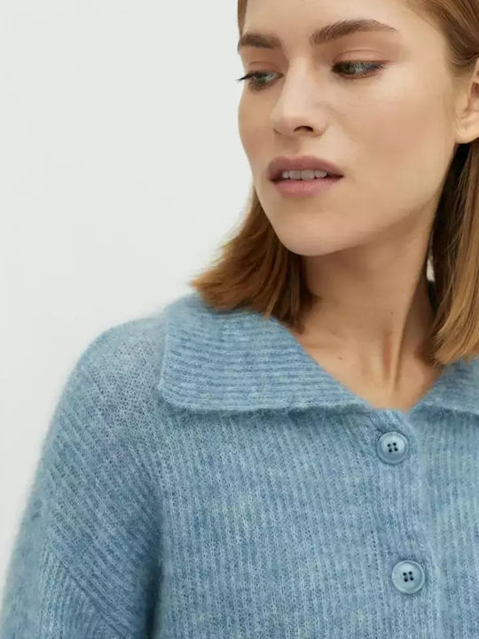 Gestrickte Strickjacke mit Knöpfen Blau