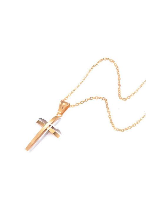 Molf's Men's Cross from Gold Plated Silver with Chain