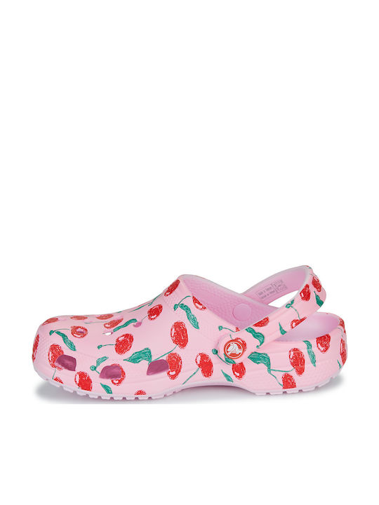 Crocs Classic Fresh Fruits Γυναικεία Σαμπό Ροζ