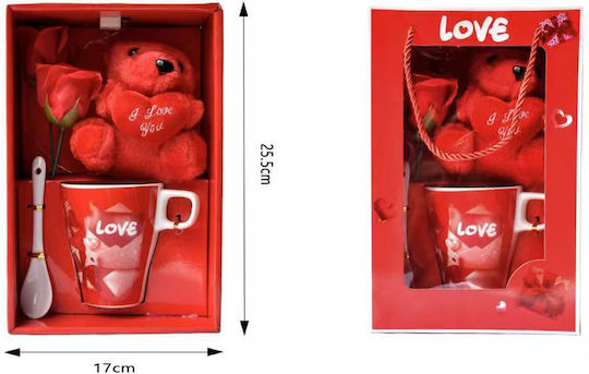 Bären-Tassen-Set Liebesbox 25,5x17cm Rot 84638